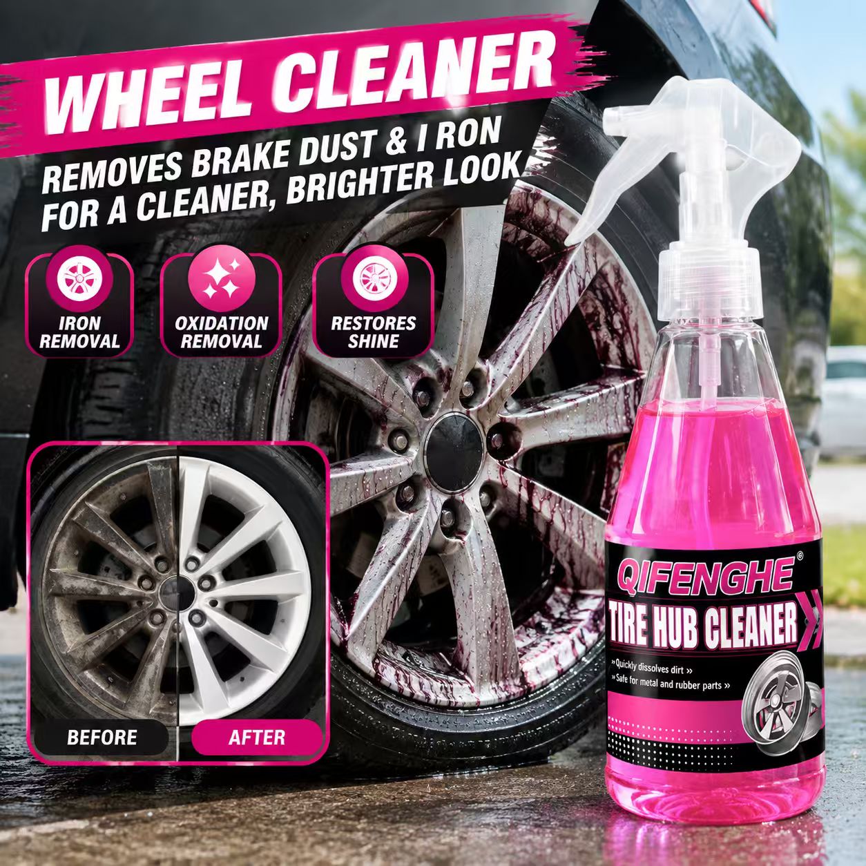 Wheel Cleaner Alloy - Powerful Wheel Cleaner Spray Remove Brake